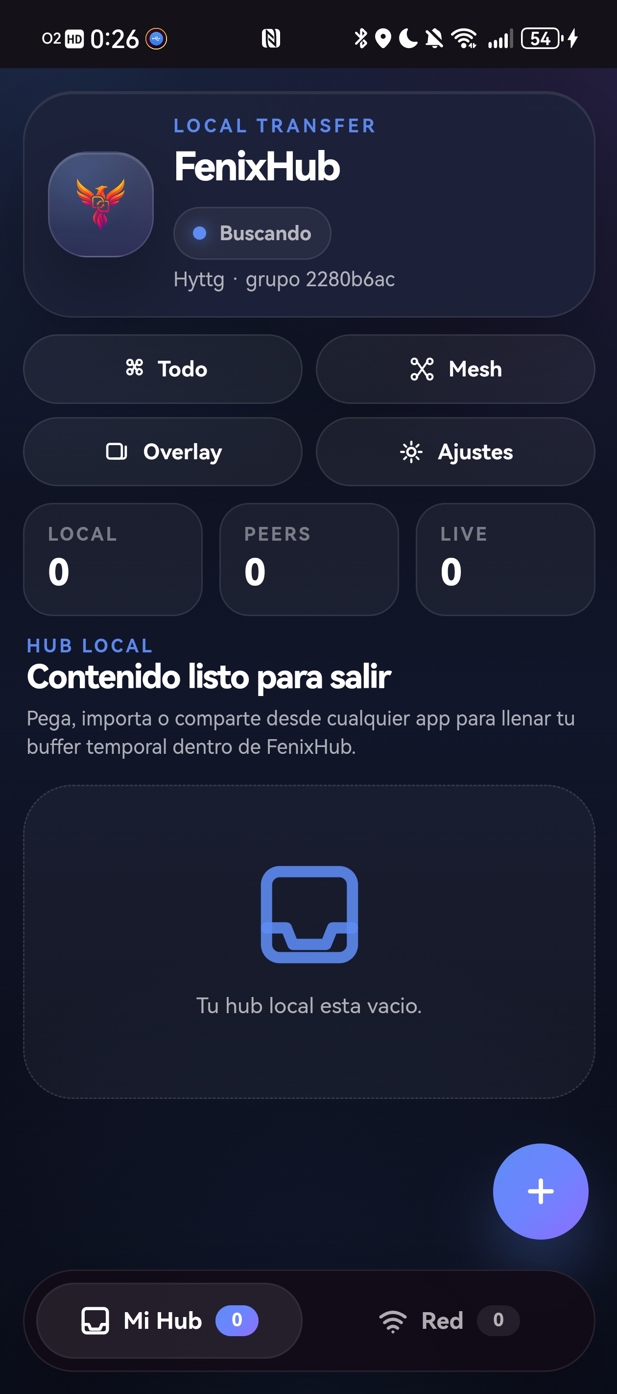 Pantalla principal de FenixHub en Android