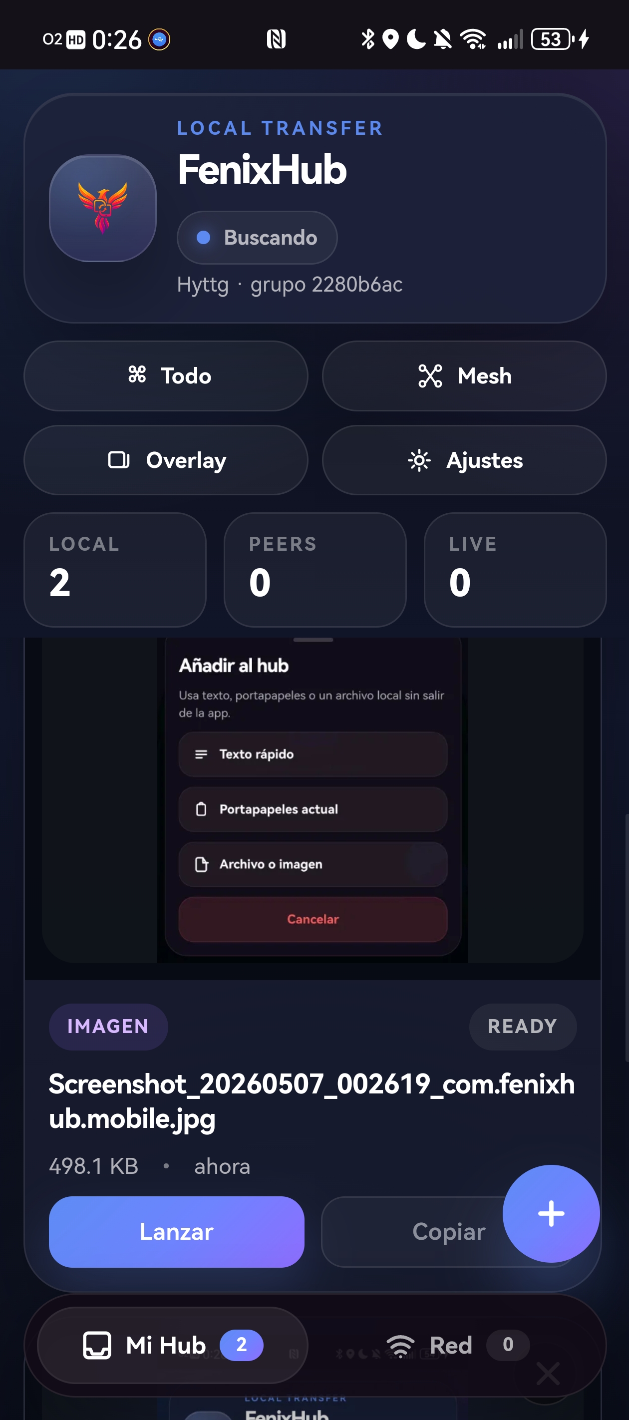 Contenido listo para lanzar desde Mi Hub en Android