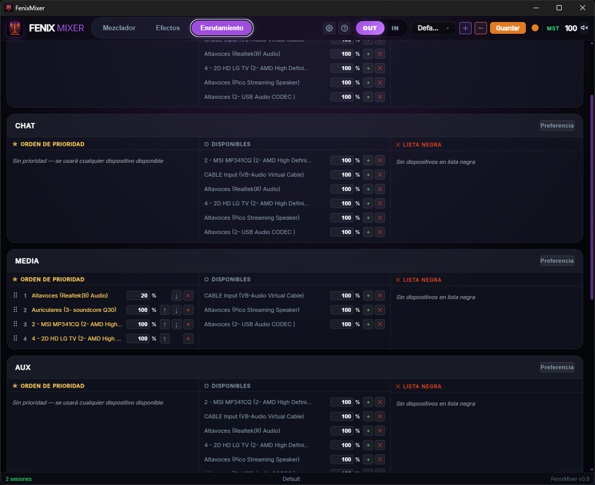 FenixMixer - Router de aplicaciones y buses